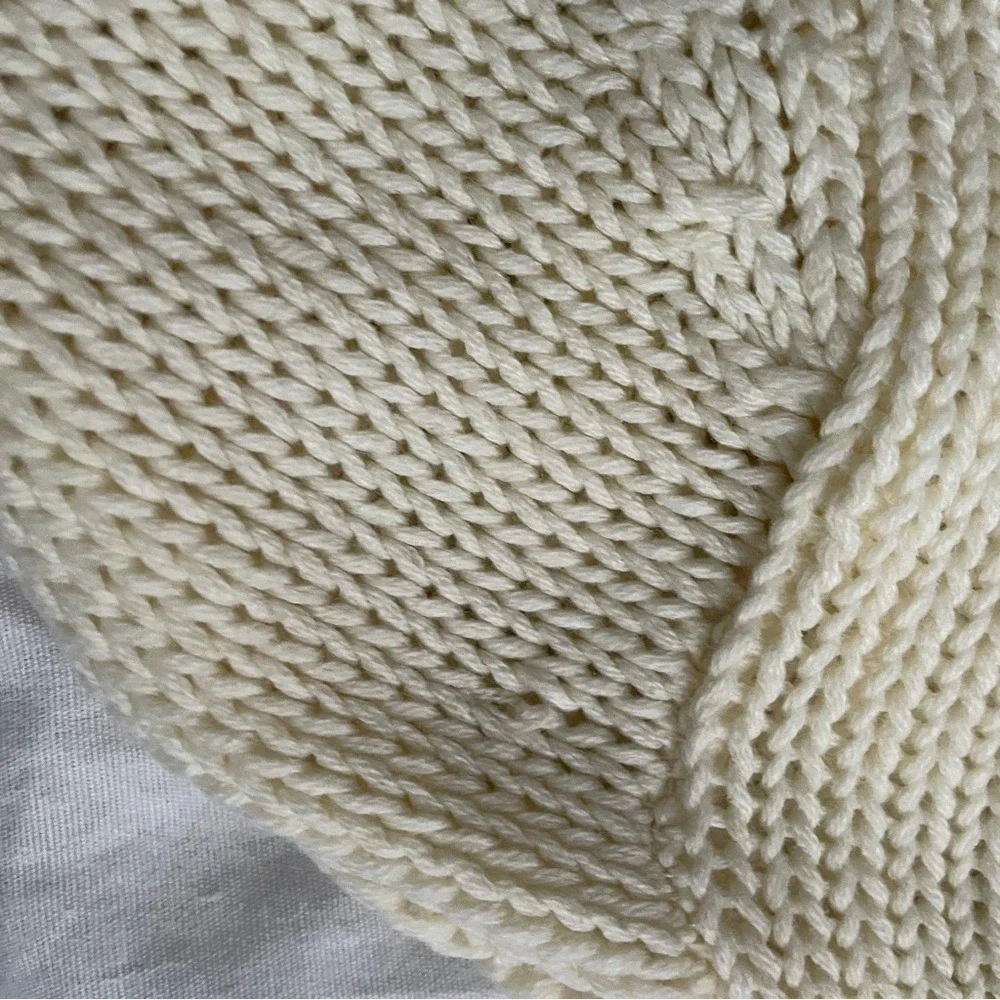 Vintage Cream Cable Knit Women Sweater,‎ M